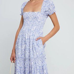 BNWT O.P.T Square Neck Smocked Maxi Dress